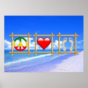 Frieden, Liebe und Sandfüße Poster