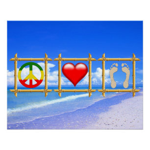 Frieden, Liebe und Sandfüße Poster