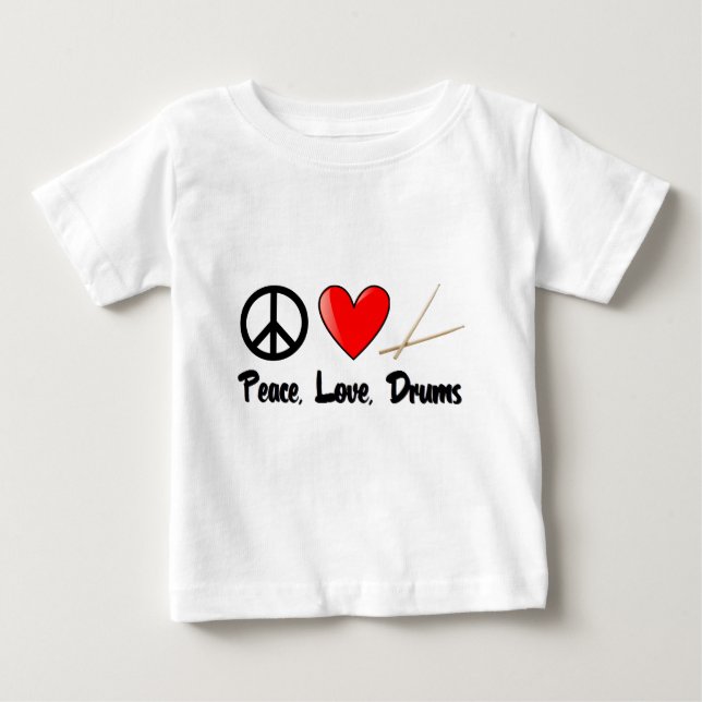 Frieden, Liebe und Trommeln Baby T-shirt (Vorderseite)