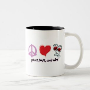 Frieden, Liebe und Wein Zweifarbige Tasse