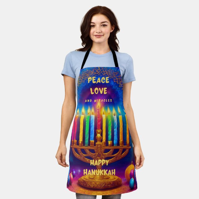 Frieden, Liebe und Wunder - Hanukkah Schürze (Getragen)