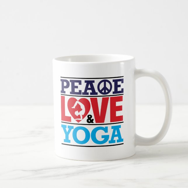 Frieden, Liebe und Yoga-Tasse Kaffeetasse (Rechts)