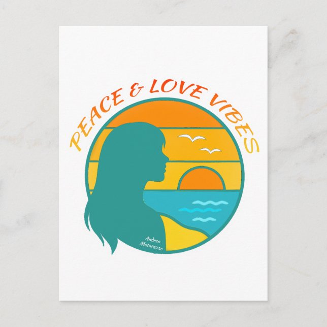 Frieden & Liebe Vibes Postkarte (Vorderseite)