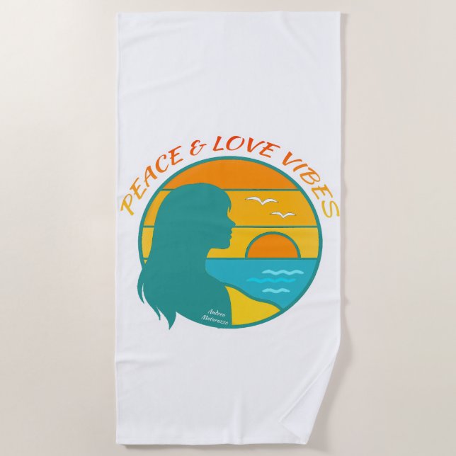 Frieden & Liebe Vibes Strandtuch (Vorderseite)