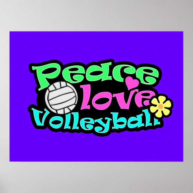 Frieden, Liebe, Volleyball; Retro Poster (Vorne)