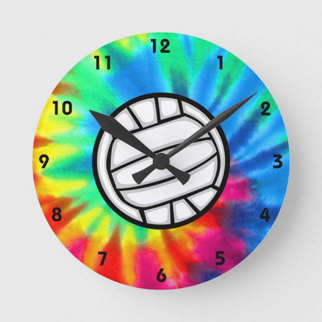 Frieden, Liebe, Volleyball Runde Wanduhr (Vorderseite)