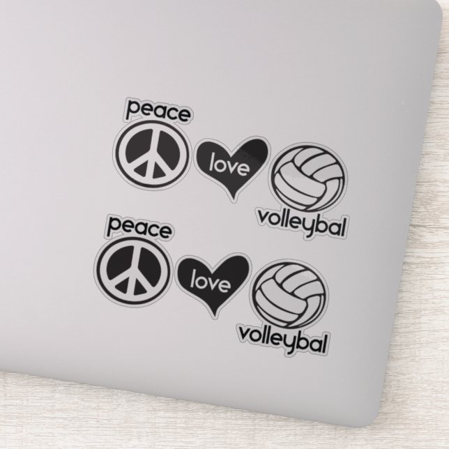 Frieden, Liebe, Volleyball-Sticker Aufkleber (Detail)