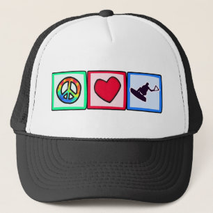 Frieden, Liebe, Wakeboarding Truckerkappe