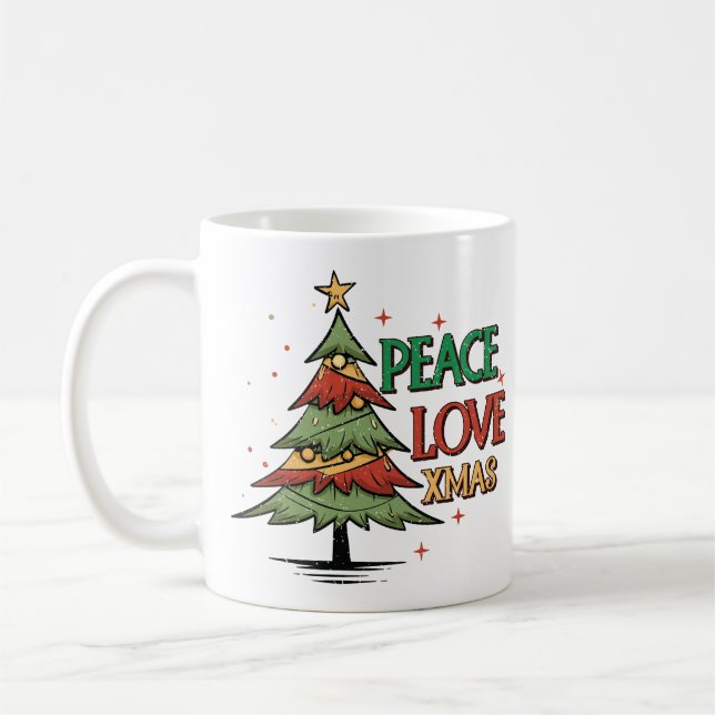 Frieden, Liebe, Weihnachten Kaffeetasse (Links)