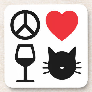 Frieden, Liebe, Wein und Katzen 2 Untersetzer