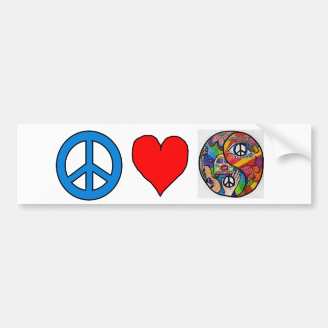 Frieden, Liebe, Yin Yang Autoaufkleber (Vorne)