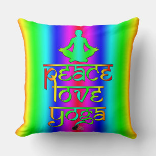 Frieden Liebe Yoga Regenbogen Absichten Kissen