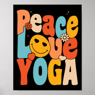 Frieden Liebe Yoga Retro Yoga Mütter Yoga Oma  Poster