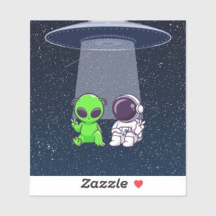 Frieden mit Alien und Astronaut im Niedergang Aufkleber