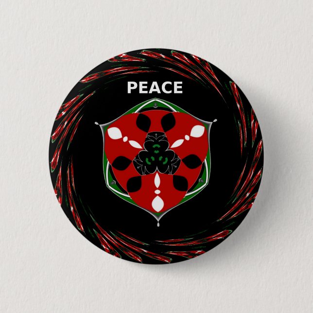 "Frieden: mit Schild-Emblem" Kunstprint Button (Vorderseite)
