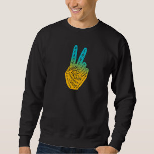 Frieden nicht Krieg Frieden Hand Schild blau gelb Sweatshirt