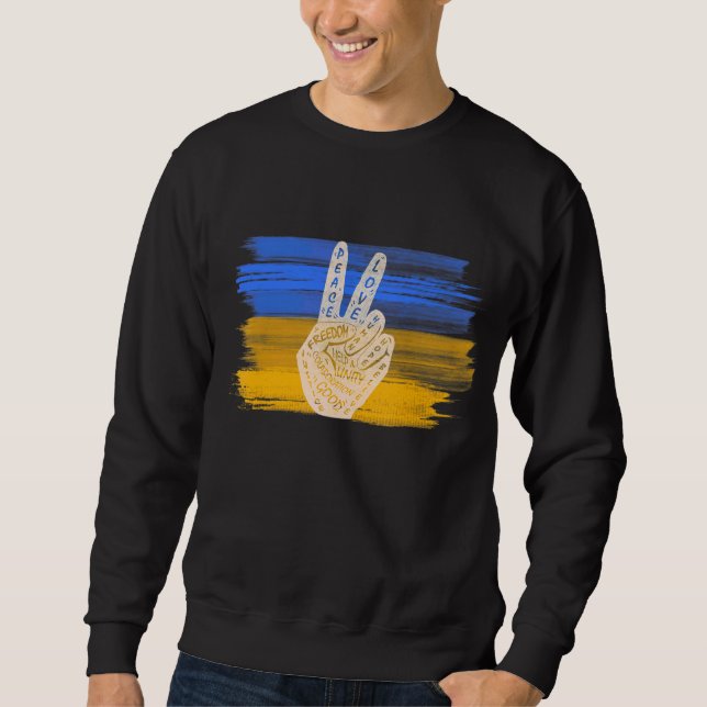 Frieden nicht Krieg Frieden machen Handzeichen 6 Sweatshirt (Vorderseite)