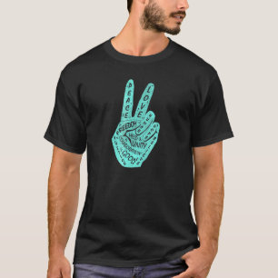 Frieden nicht Krieg Frieden machen Handzeichen 6 T-Shirt