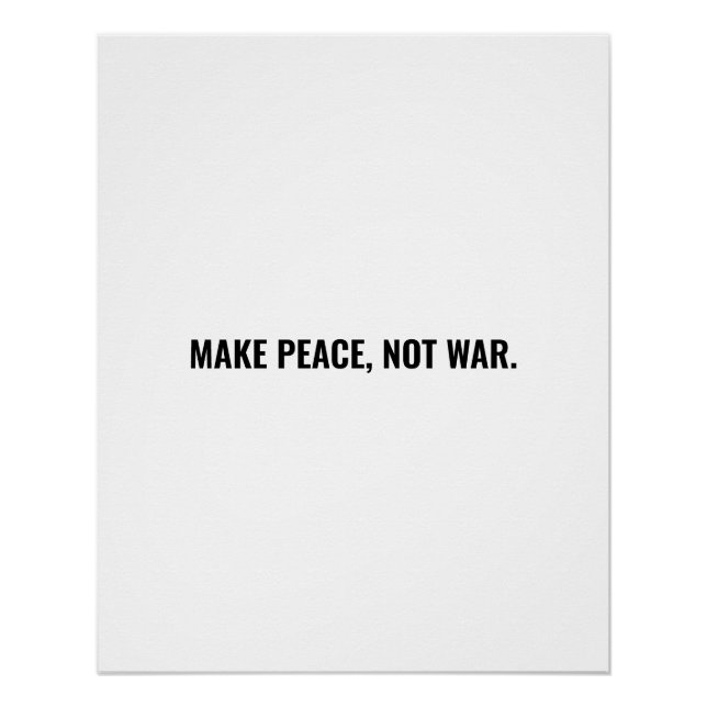 Frieden nicht Krieg weißen minimalistischen Brauch Poster (Vorderseite)