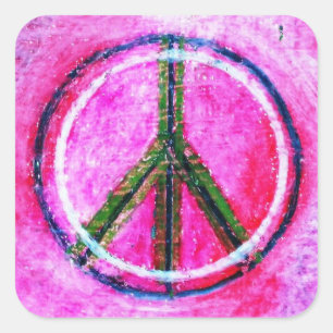 ...Frieden...Originalkunst durch Farben... Quadratischer Aufkleber