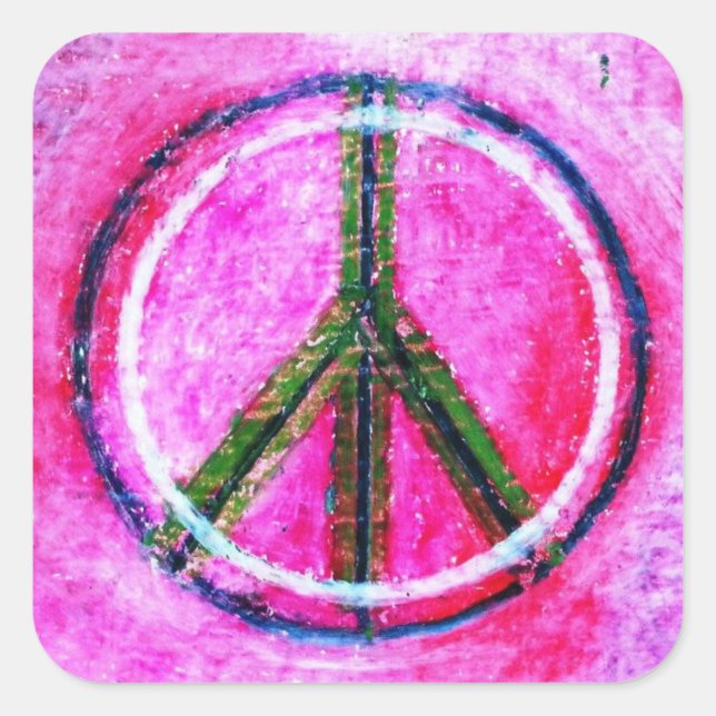 ...Frieden...Originalkunst durch Farben... Quadratischer Aufkleber (Vorderseite)