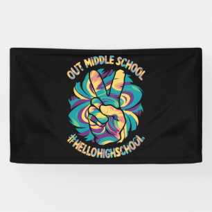 Frieden raus Mitte Hallo High School Schule Tie Dy Banner