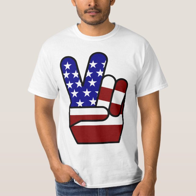 Frieden - rotes weißes u. blau T-Shirt (Vorderseite)