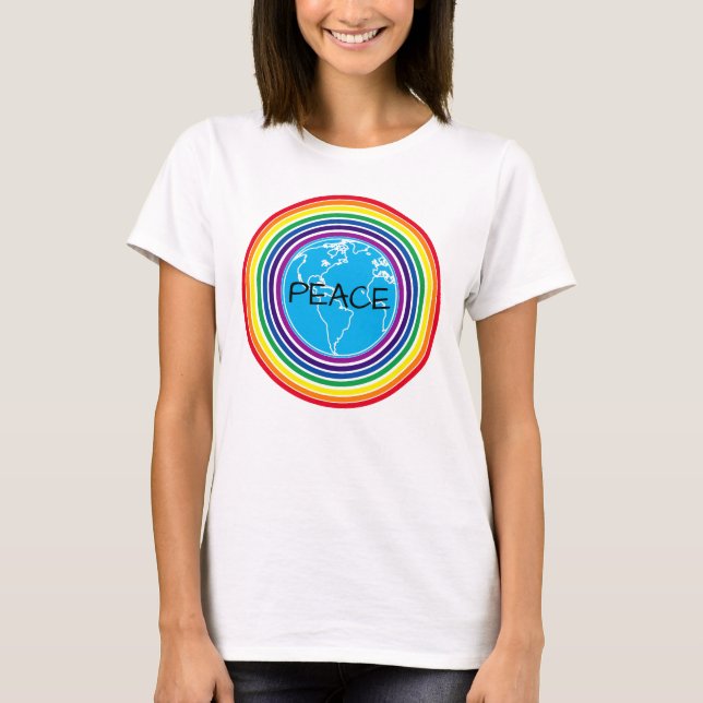 Frieden rund um den Welt-Regenbogen Personalisiert T-Shirt (Vorderseite)