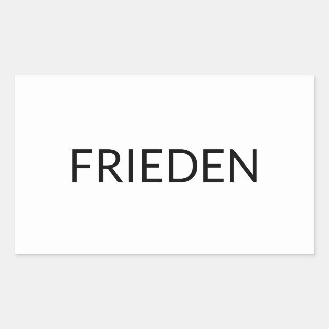 Frieden Schwarz Deutscher Frieden Moderne Rechteckiger Aufkleber (Vorderseite)