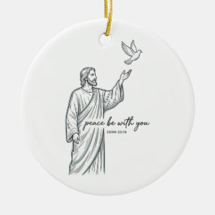 Frieden sei mit dir Taube Christliches Vintage-Shi Keramik Ornament