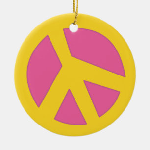 Frieden-Smiley Gelb Keramik Ornament