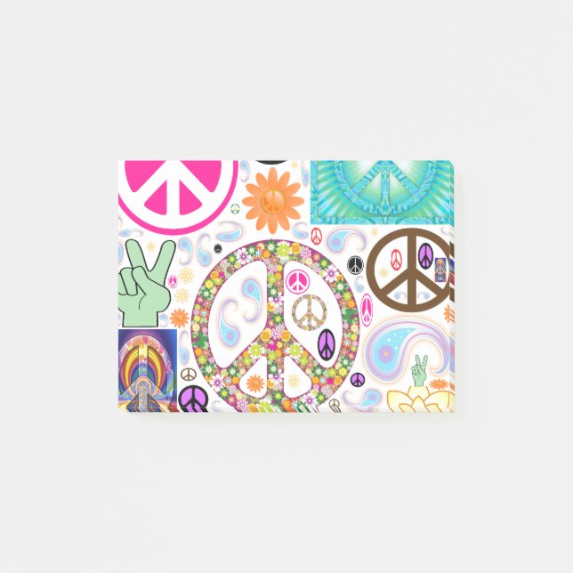 Frieden u. Paisley-Collage Post-it Klebezettel (Vorderseite)