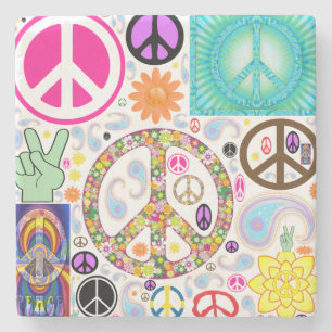 Frieden u. Paisley-Collage Steinuntersetzer