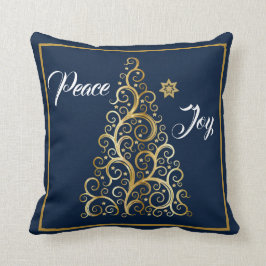 Frieden und Freude Marine und Gold Weihnachten Kissen