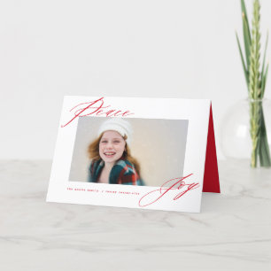 Frieden und Freude Modernes Calligraphisches Rotes Feiertagskarte