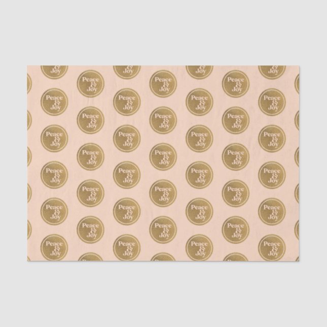 Frieden und Freude, Rosa und Gold Weihnachtsfeiert Seidenpapier (Vorderseite)
