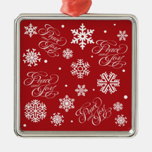 Frieden und Freude Silbernes Ornament