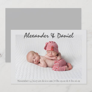 Frieden und Freude Twin Boys Birth Annoucement Einladung
