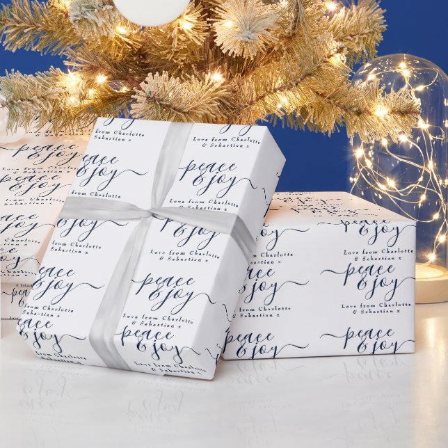 Frieden und Freude Typografie Moderne Weihnachten Geschenkpapier (Feiertage)