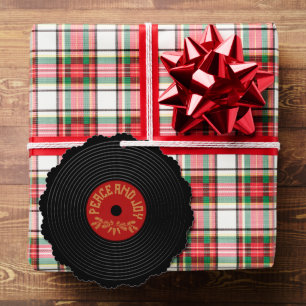 Frieden und Freude Vinyl-Schallplattendesign Ornament Karte