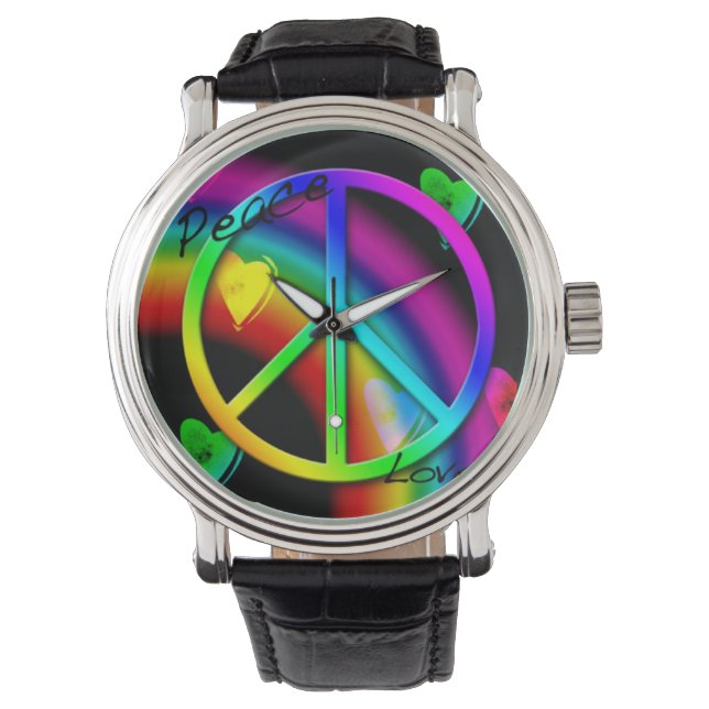 Frieden und Liebe Armbanduhr (Vorderseite)