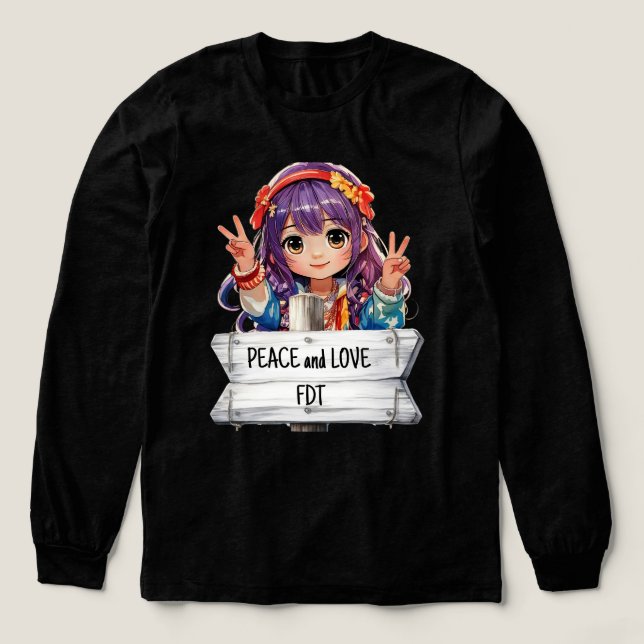 Frieden und Liebe gegen Trump Merch Tri-Blend Shirt (Design Vorderseite)