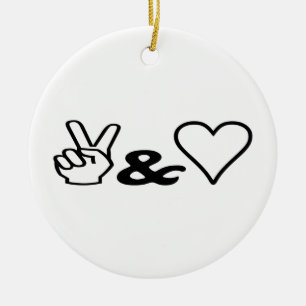 Frieden und Liebe Keramik Ornament
