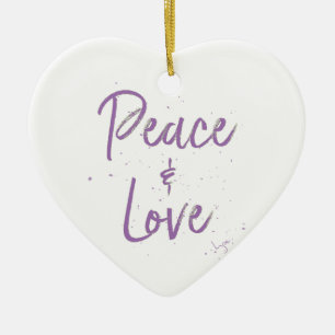 FRIEDEN und Liebe Lila Keramikornament