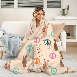 Frieden und Liebe Multikulturelles Handmuster Fleecedecke