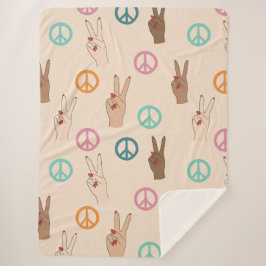 Frieden und Liebe Multikulturelles Handmuster Sherpadecke