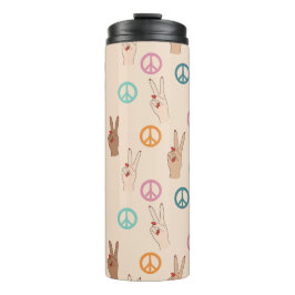 Frieden und Liebe Multikulturelles Handmuster Thermosbecher