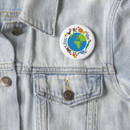 Frieden und Liebe Niedliche Cartoon Tiere der Welt Button