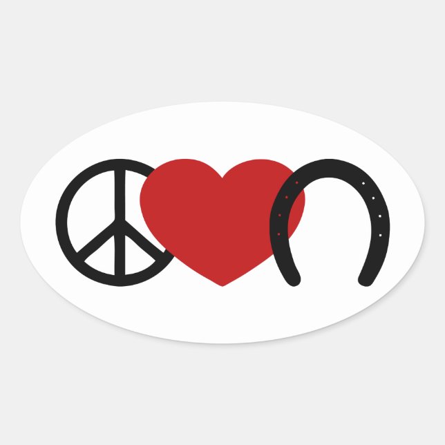 Frieden und Liebe Ovaler Aufkleber (Vorderseite)