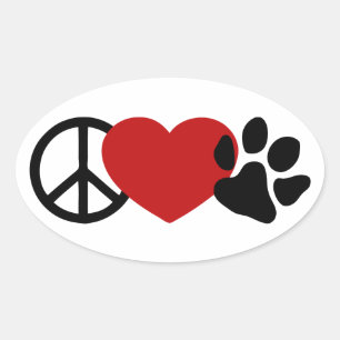 Frieden und Liebe Ovaler Aufkleber